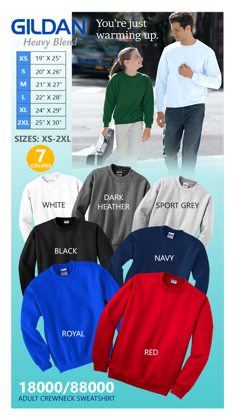 Gildan Heavy Blend - Adult Crewneck Sweatshirt 18000/88000 - Shirts and  Prints Ph