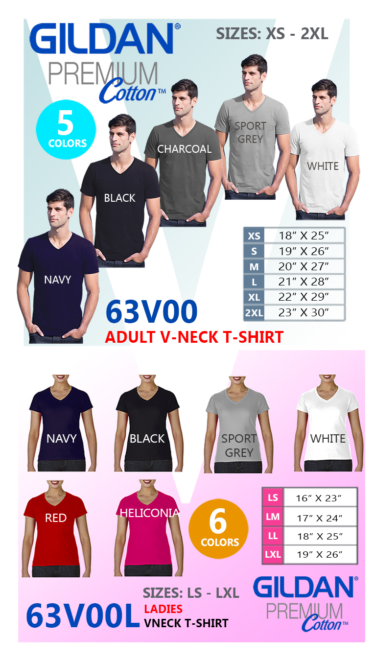 Gildan Premium Cotton Adult V-Neck T-Shirt 63V00 - Shirts and Prints Ph