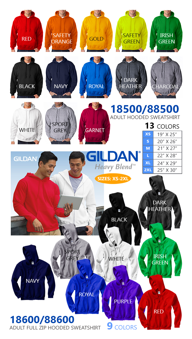 Gildan 18800 Quarter Zip Sweatshirt Color Chart | lupon.gov.ph